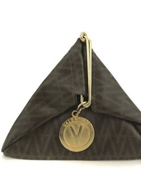 Valentino Brown Monogram Wristlet with Gold Hardware
